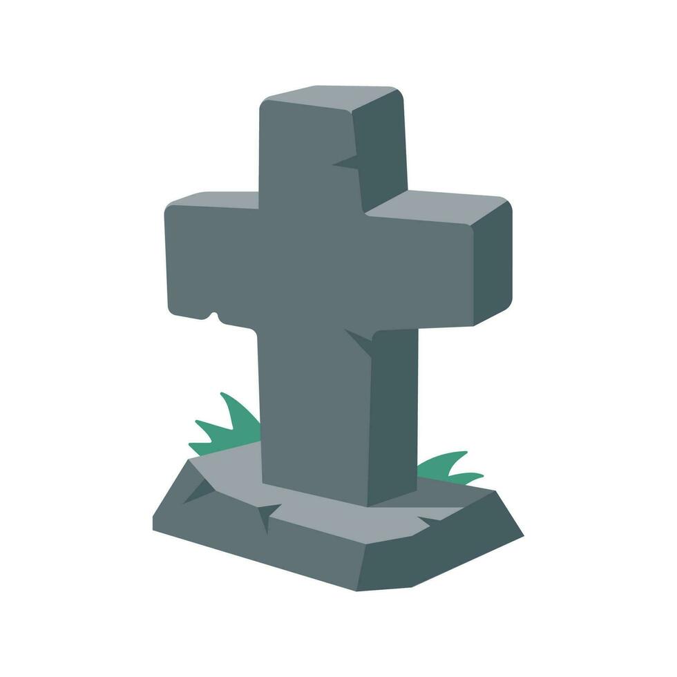 cartoon gravestones of the dead The crucifix on the grave halloween night horror vector