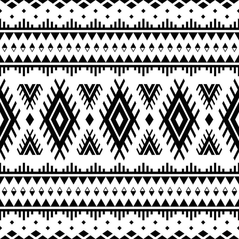 Ethnic seamless pattern in black and white. Vector illustration in style of tribal with Native American motives. Design for textile templates, fabric, clothing, curtain, rug, ornament, background.