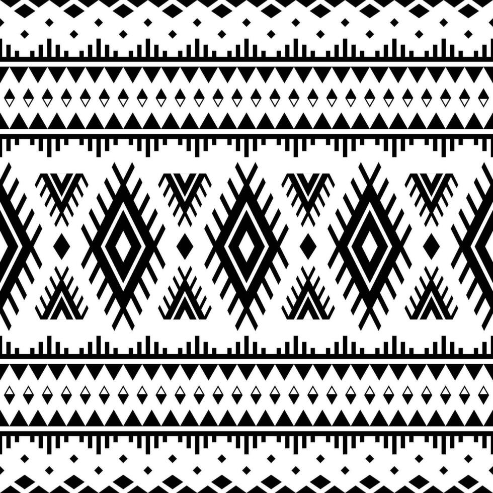 étnico sin costura modelo en negro y blanco. vector ilustración en estilo de tribal con nativo americano motivos diseño para textil plantillas, tela, ropa, cortina, alfombra, ornamento, antecedentes.