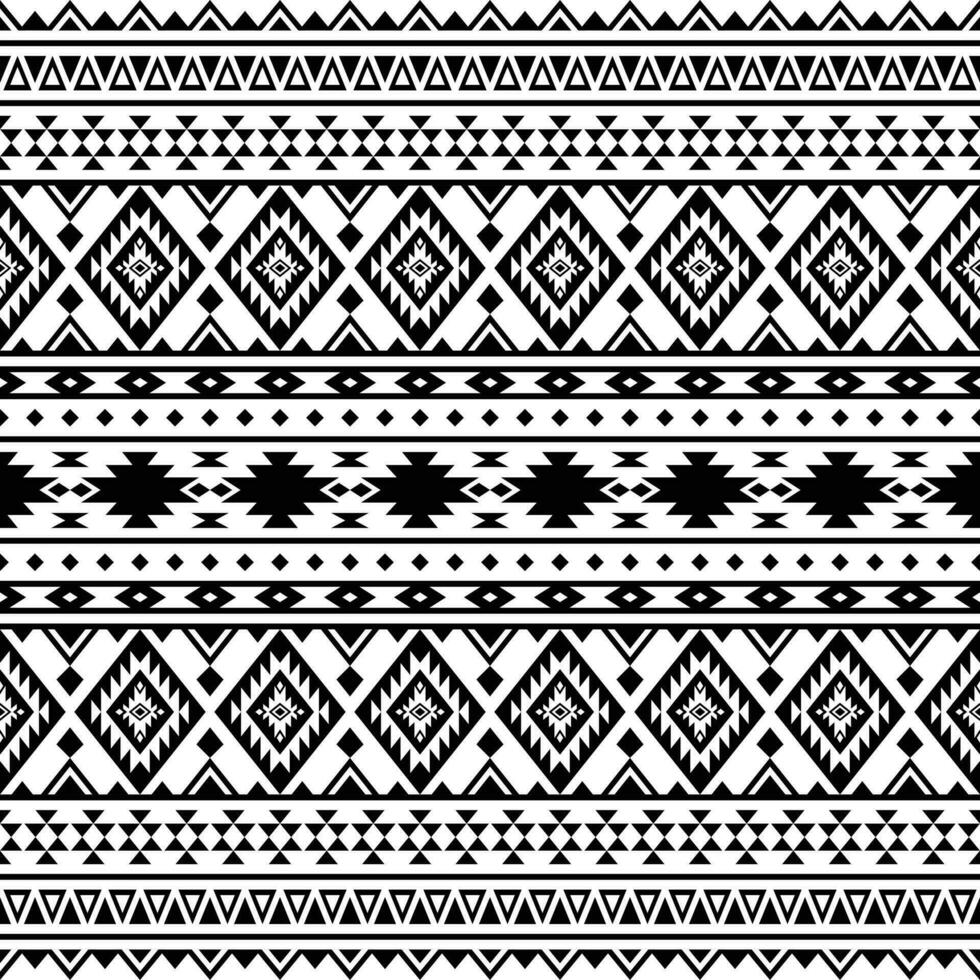 Aztec seamless ethnic pattern vector illustration. Black and white ...