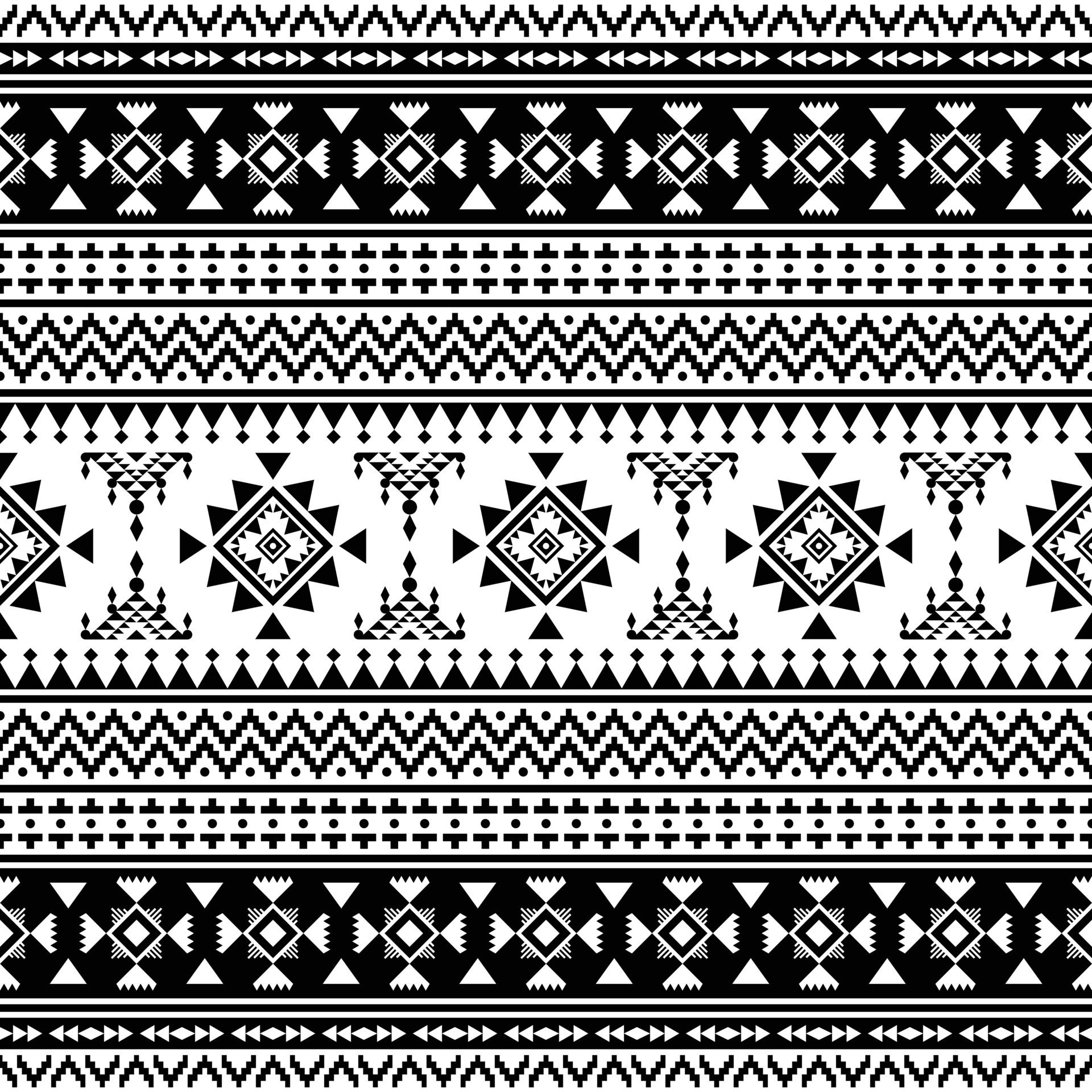 Native American Aztec ethnic pattern design in black and white ...