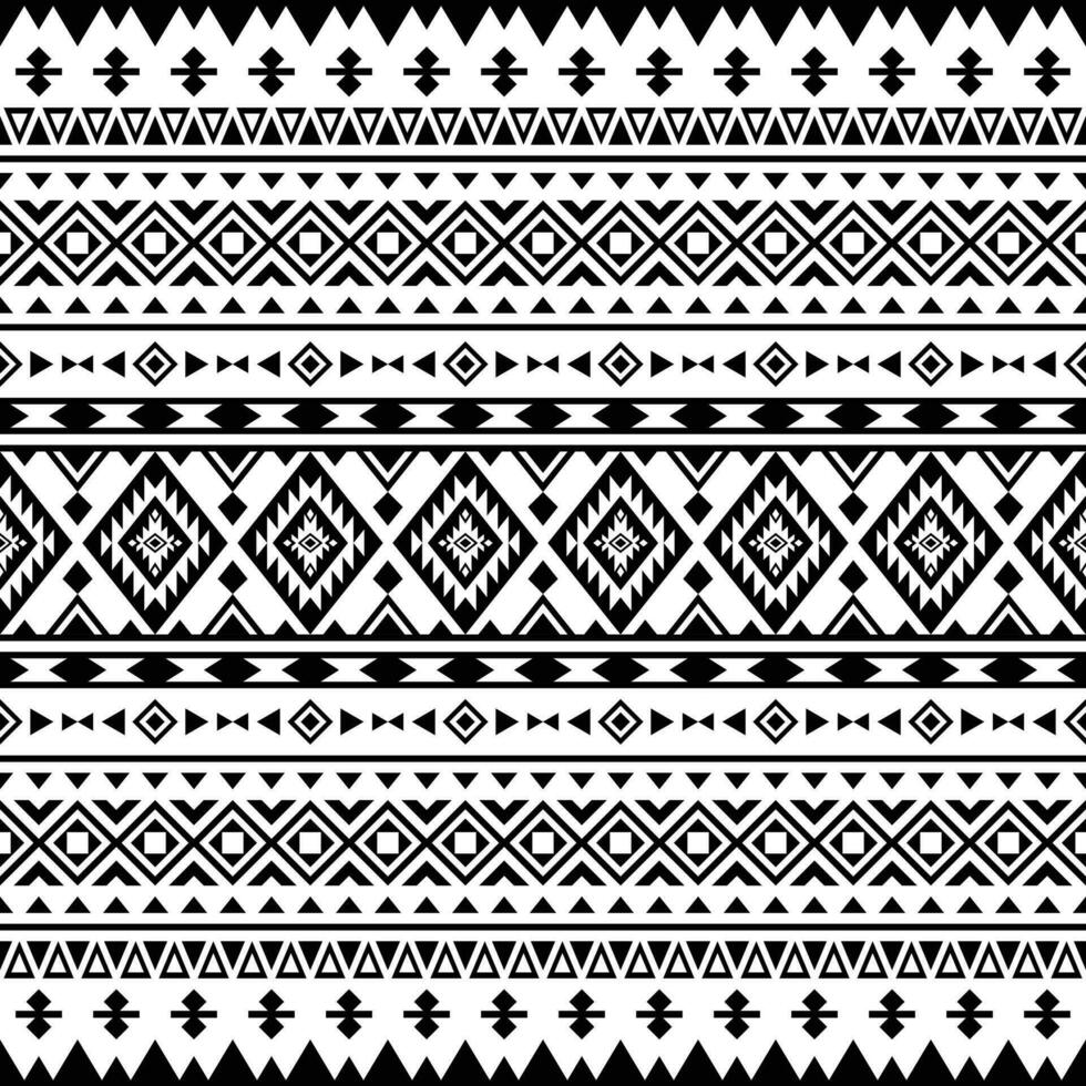 Tribal unique ornament background design with geometric abstract shapes. Seamless ethnic pattern. Folk style. Black and white colors. Design for textile, fabric, curtain, rug, ornament, background. vector