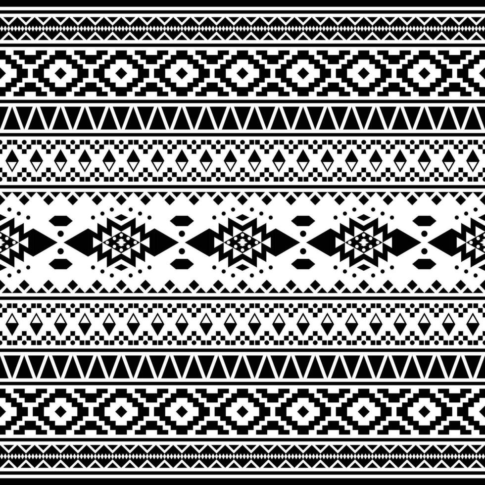 Ethnic geometric Native American pattern design in black and white. Tribal striped seamless pattern in Aztec style. Design for textile, fabric, clothing, curtain, rug, ornament, wallpaper, wrapping. vector