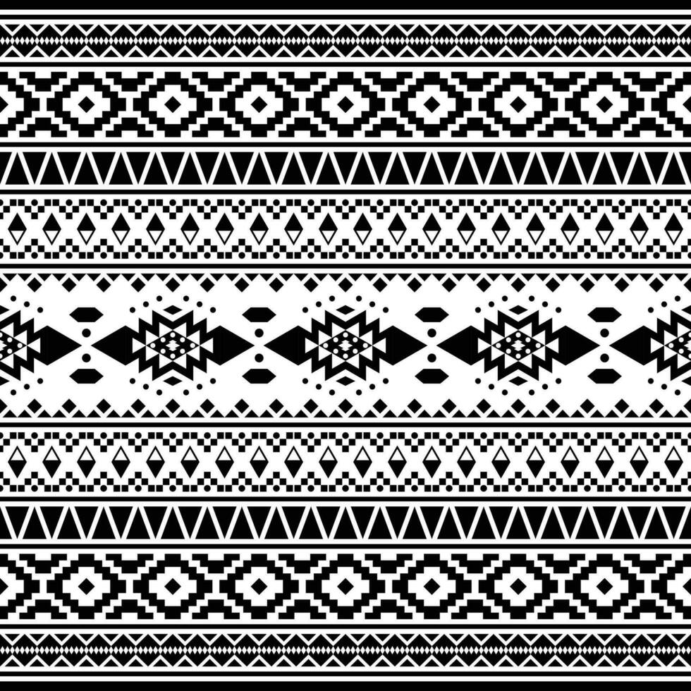 Ethnic geometric Native American pattern design in black and white. Tribal striped seamless pattern in Aztec style. Design for textile, fabric, clothing, curtain, rug, ornament, wallpaper, wrapping. vector