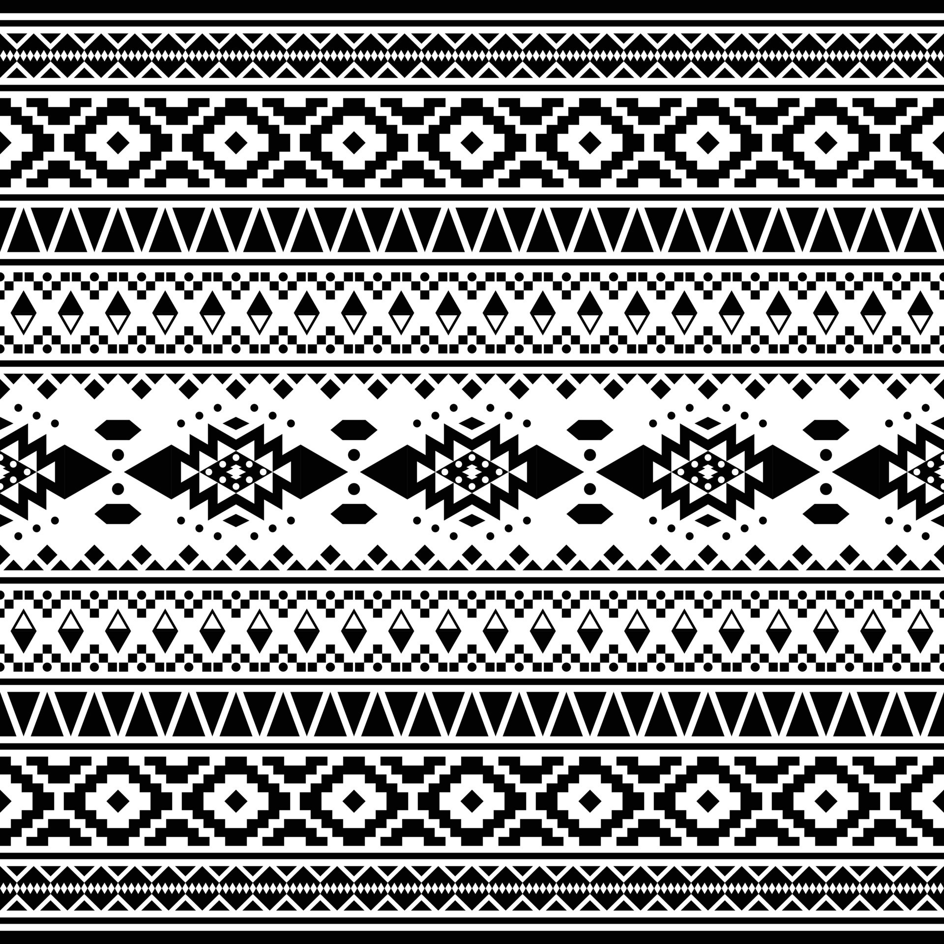 Ethnic geometric Native American pattern design in black and white ...