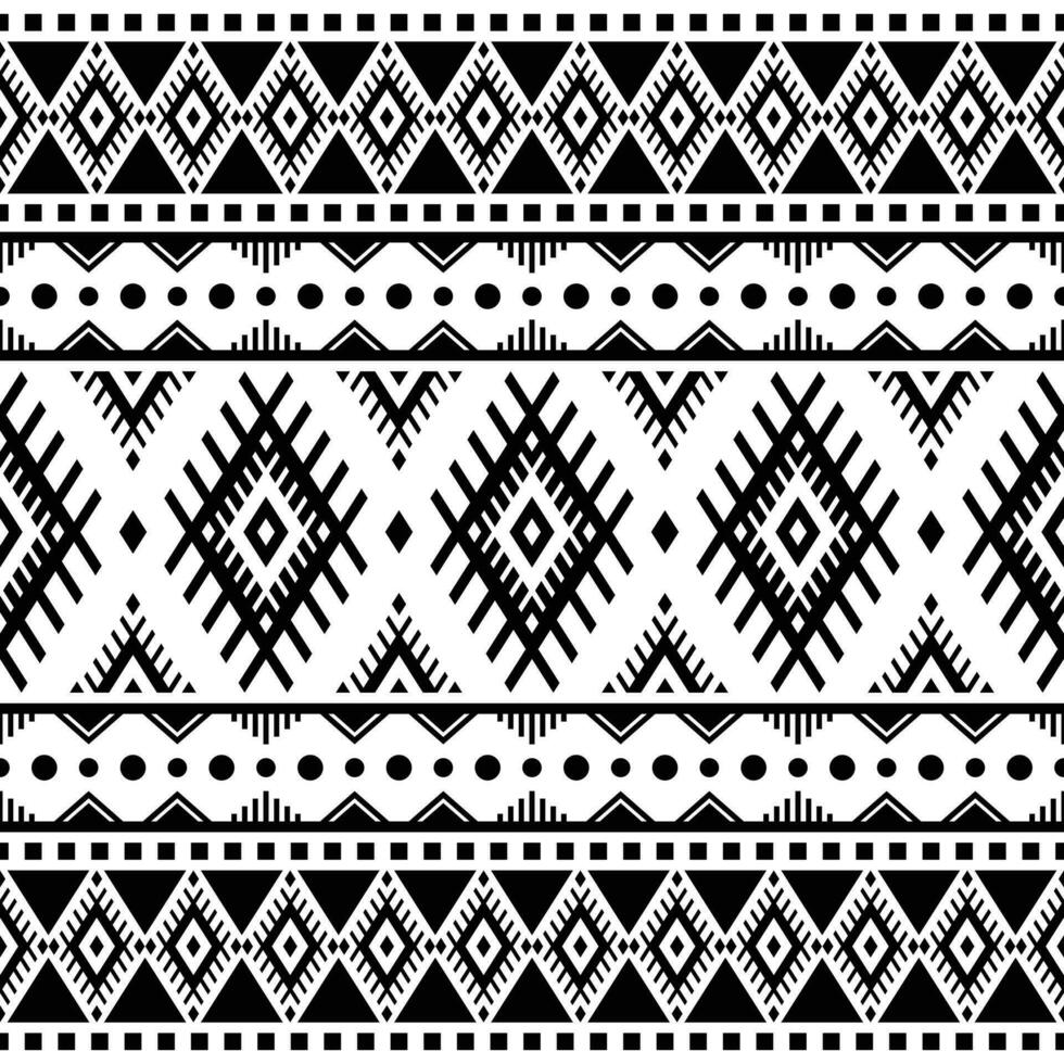 Seamless geometric background with tribal motifs. Ethnic pattern. Black and white colors. Design for textile templates, fabric, clothing, curtain, rug, ornament, background, wrapping. vector