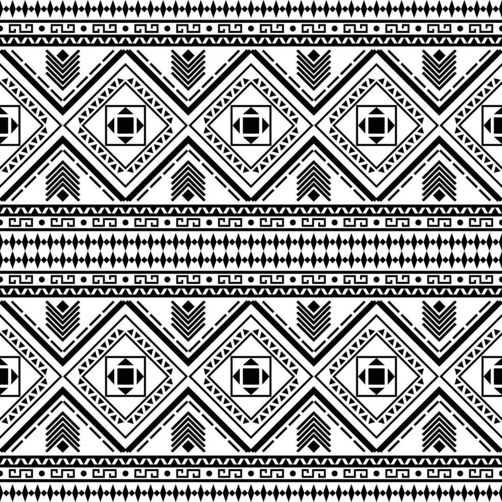 geométrico étnico oriental modelo tradicional en negro y blanco. azteca estilo bordado resumen vector ilustración. diseño para textil, tela, ropa, cortina, alfombra, batik, fondo de pantalla, envase.