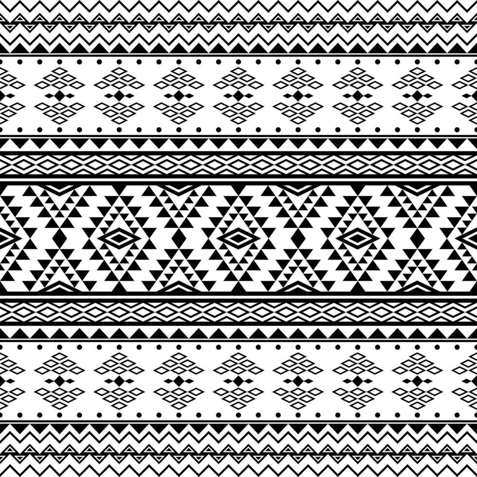 Aztec ethnic tribal seamless pattern with geometric shapes in black and white color. Design for textile, fabric, clothes, curtain, carpet, batik, ornament, wallpaper, background, wrapping, paper. vector