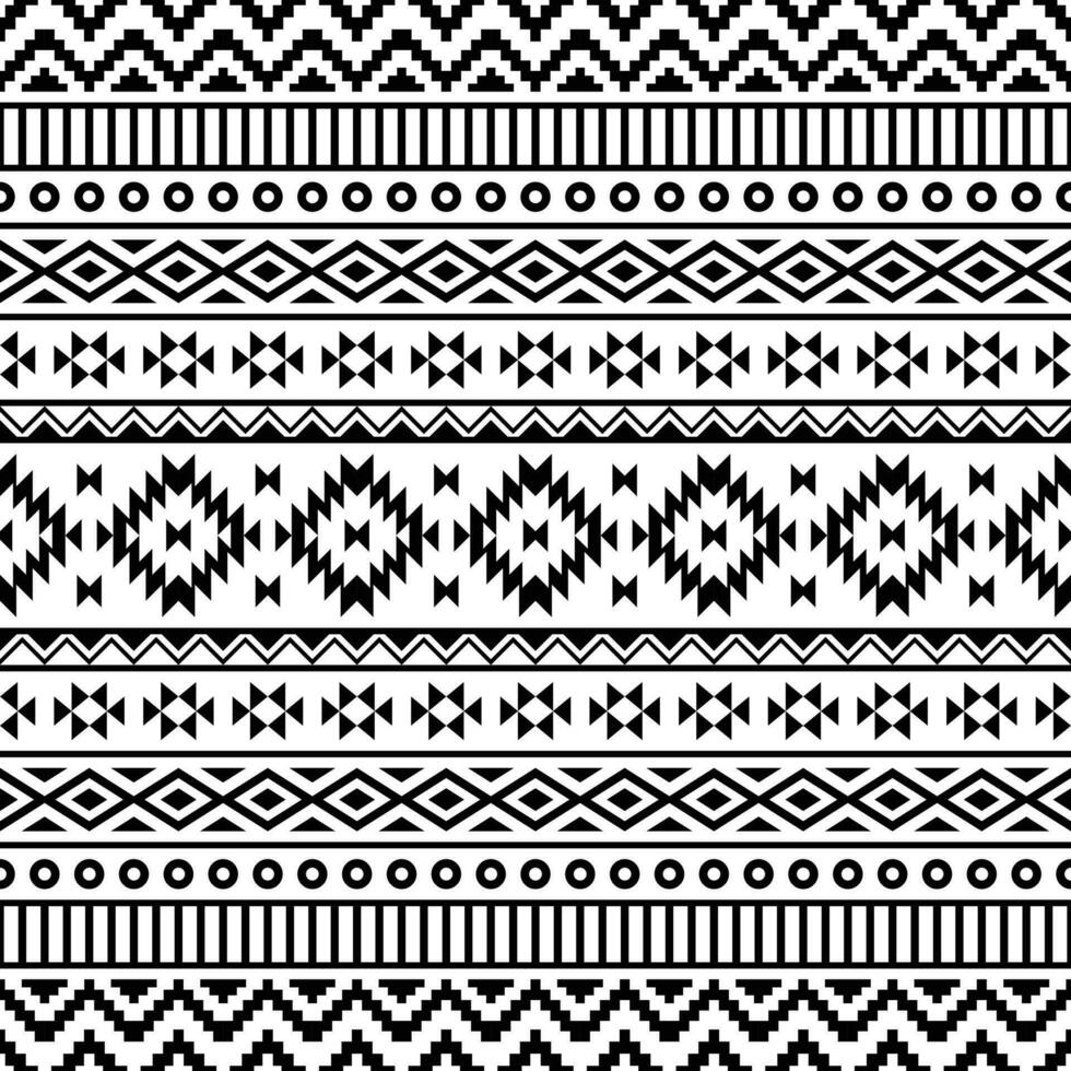 geométrico sin costura antecedentes diseño. étnico modelo. frontera ornamento. nativo americano, navajo, azteca, mexicano. negro y blanco colores. diseño para textil, tela, cortina, alfombra, ornamento, antecedentes. vector
