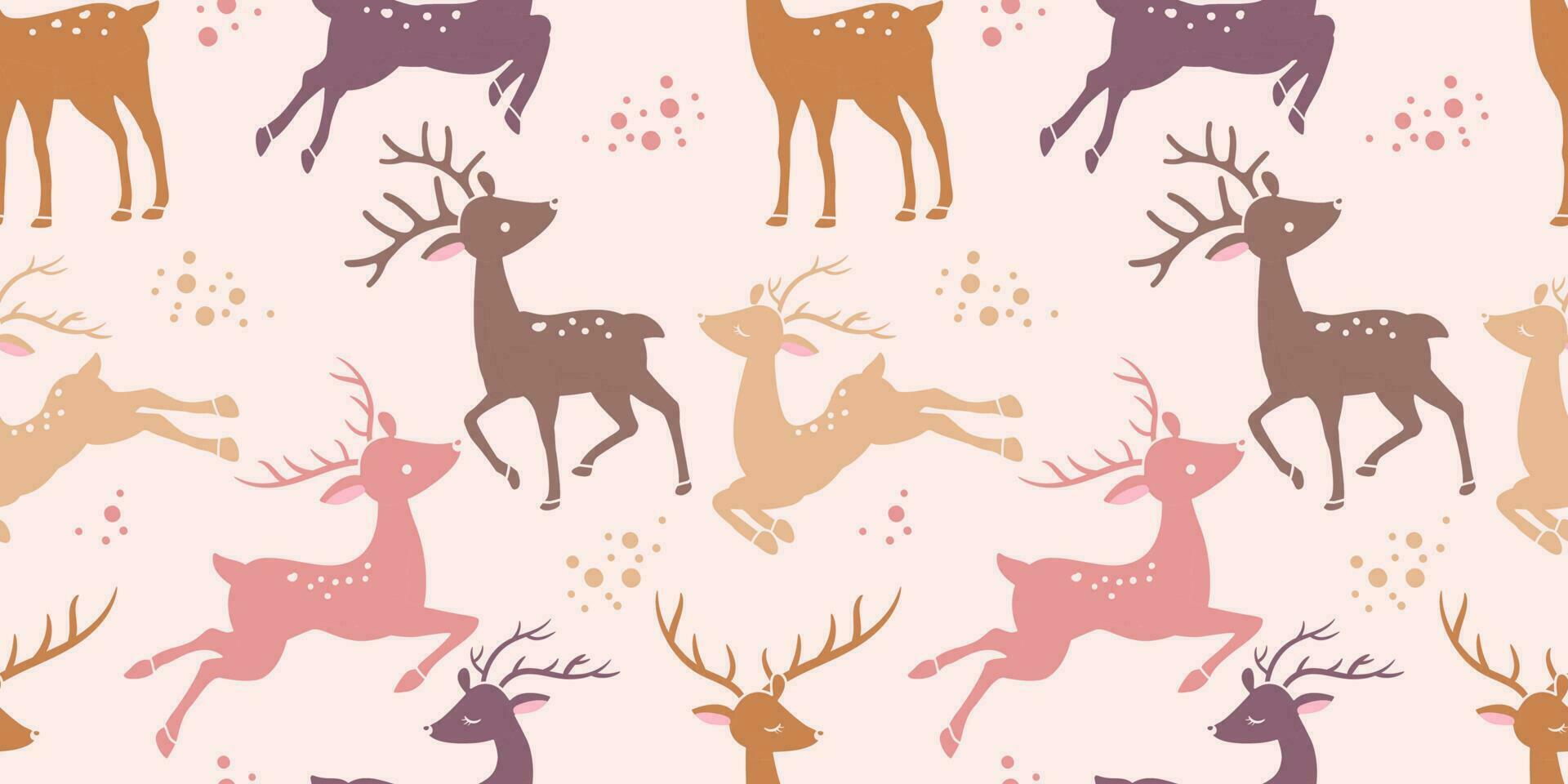 Beautiful Folk Reindeer Seamless Pattern vector