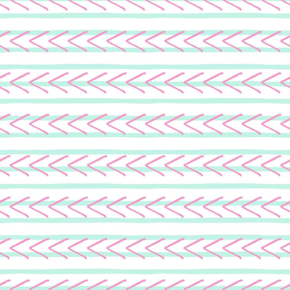 Seamless hand drawn pattern in pink and blue colors with index ornate. Abstract vector stroked background with grunge effect. Index and shooters elements on white