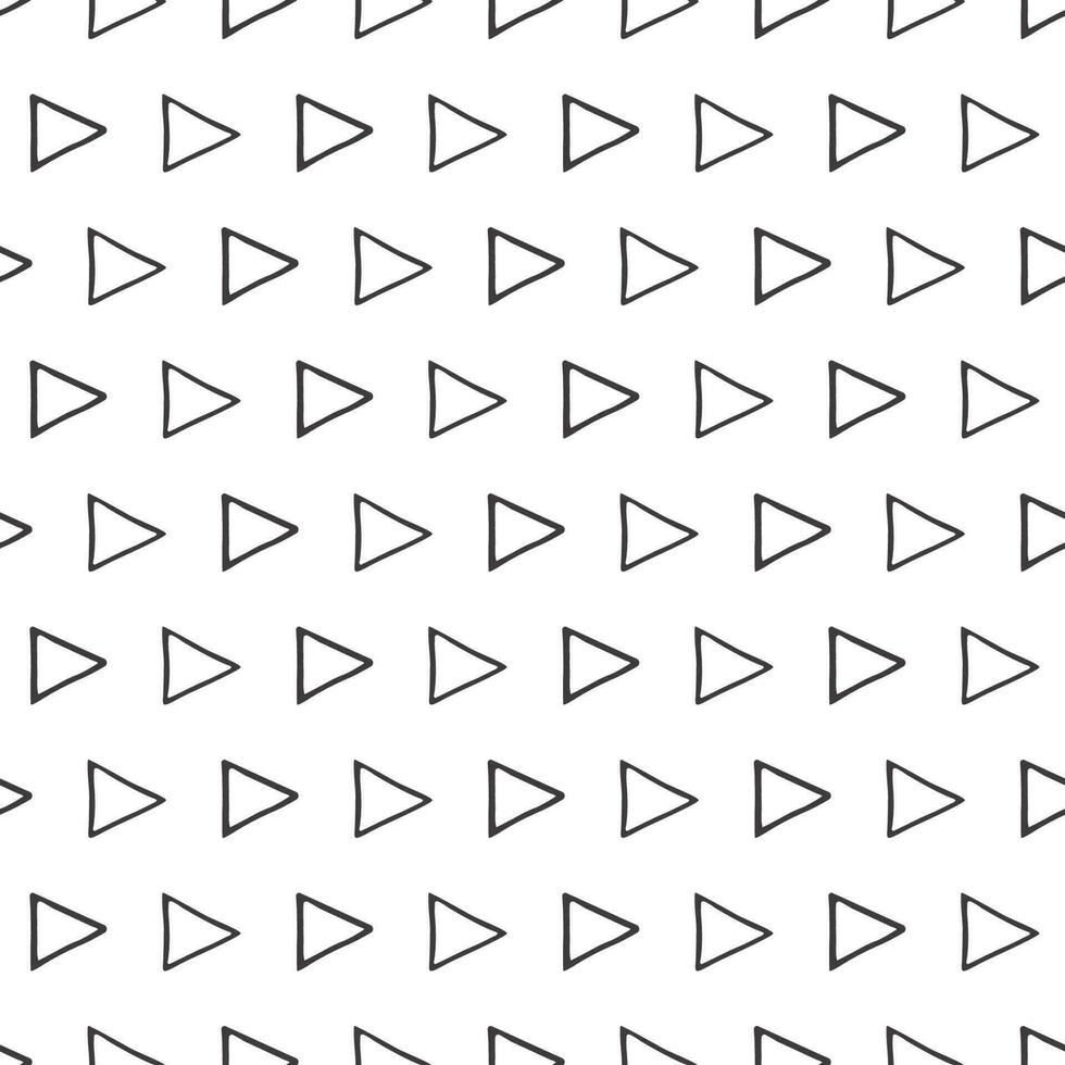 Seamless monochrome hand drawn pattern with triangle ornate. Abstract vector background with grunge effect. Index and shooters elements on white