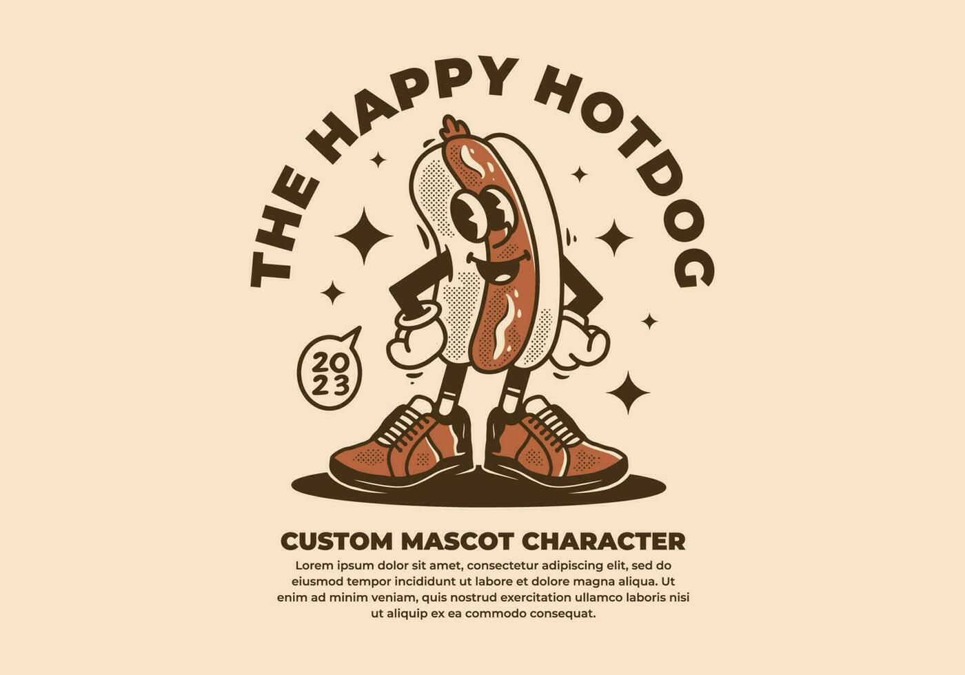 Vintage mascot character of hotdog vector