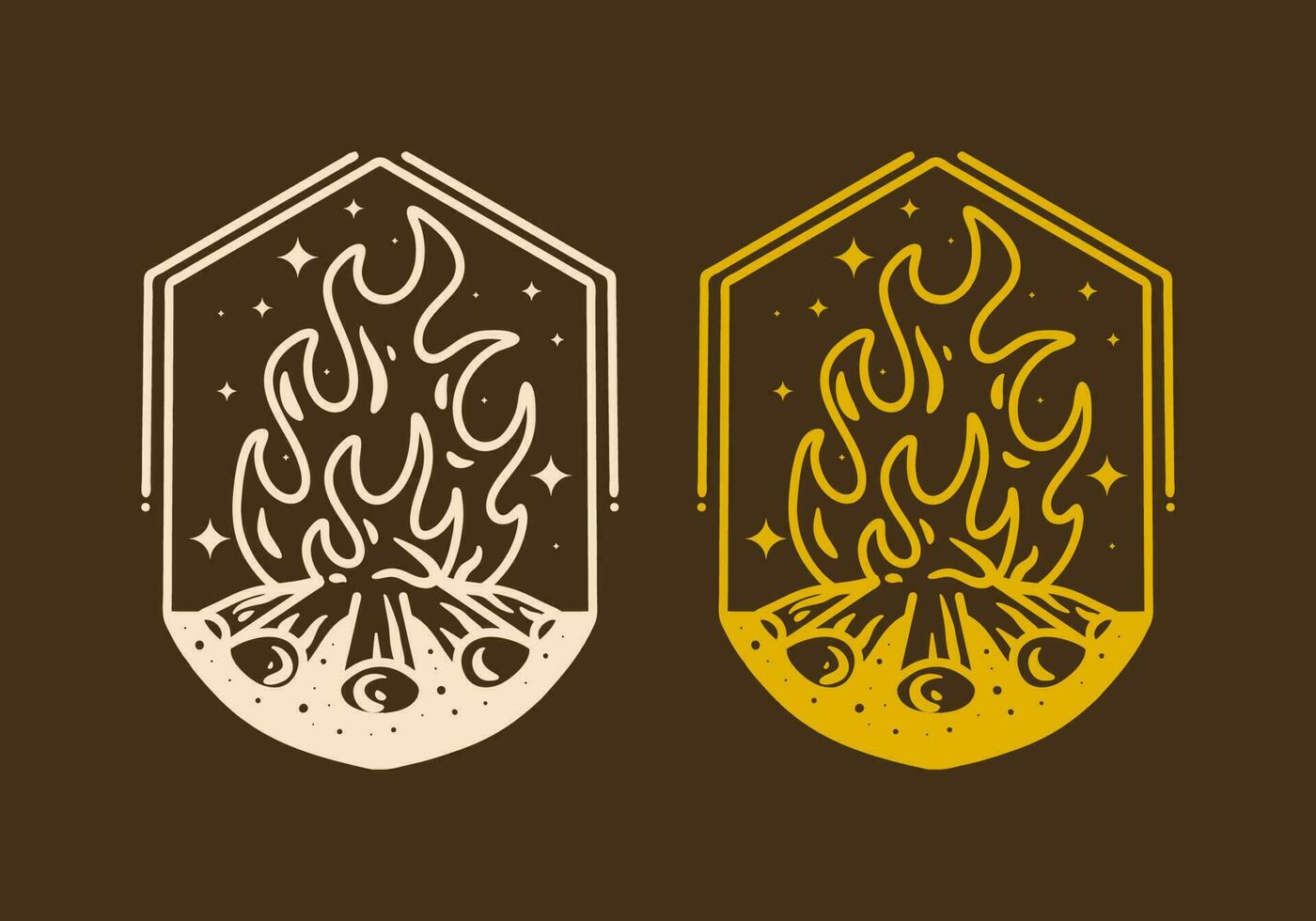 Mono line art illustration of a bonfire vector