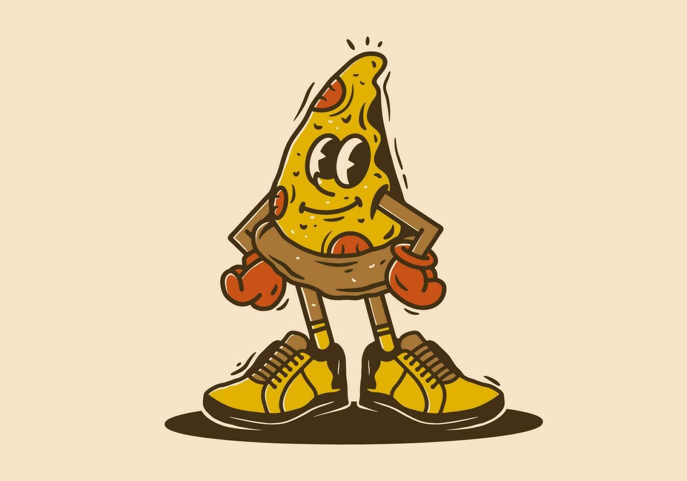 Mascot character of a pizza slice in an upright standing position vector
