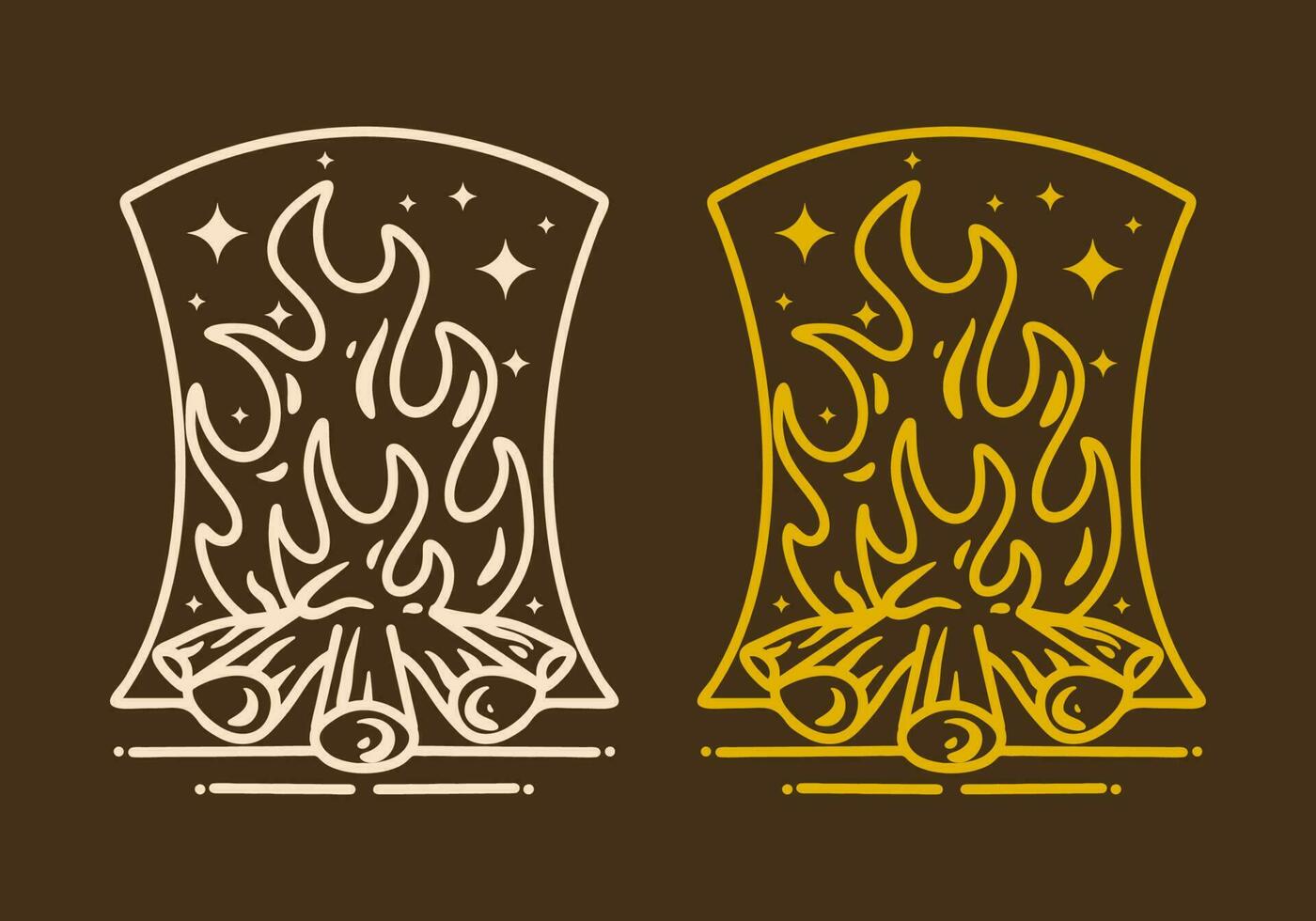 Mono line art illustration of a bonfire vector