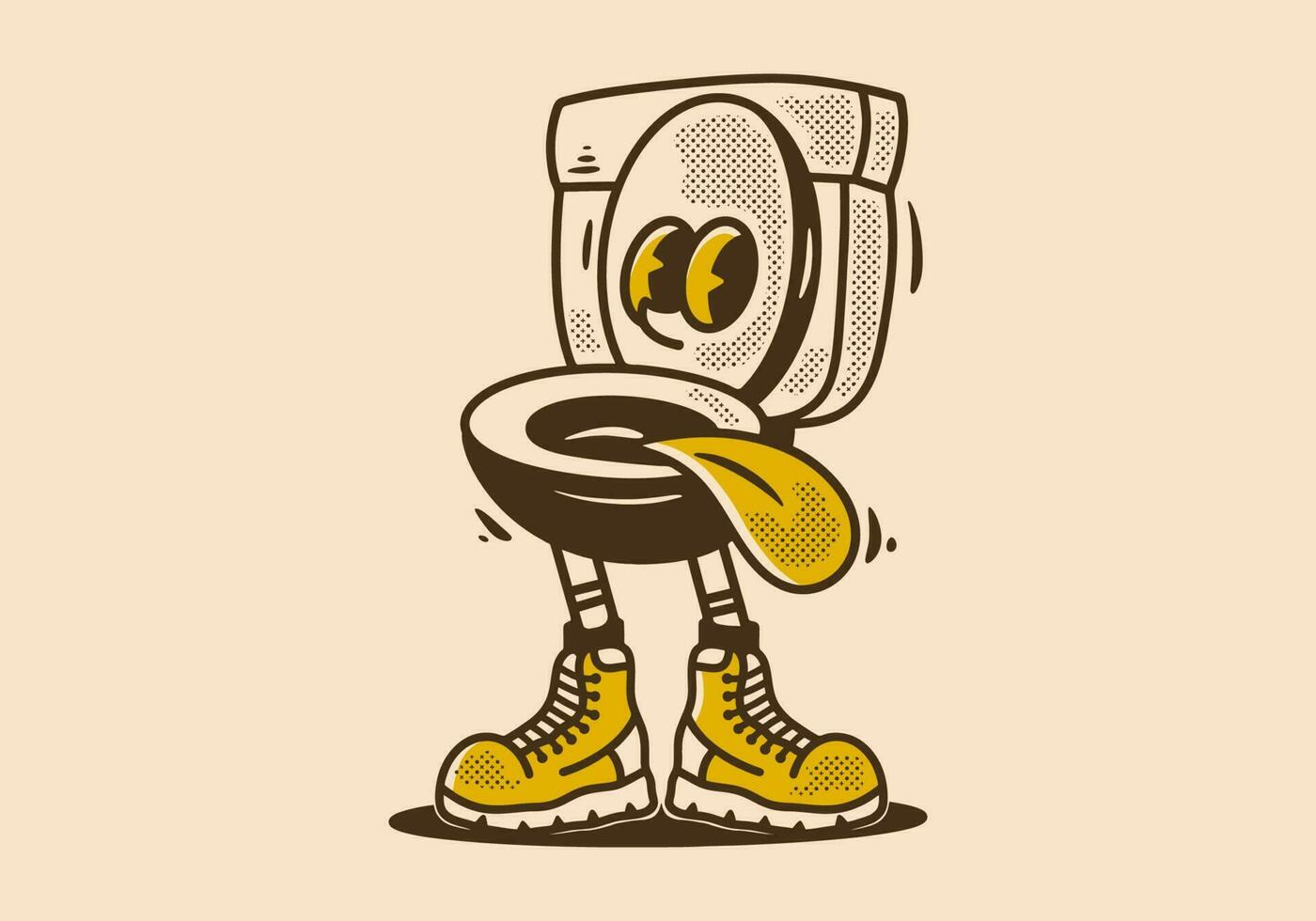 Mascot character illustration of a toilet in a vintage style vector