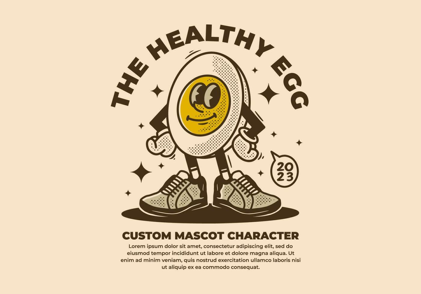 Vintage mascot character of half egg vector