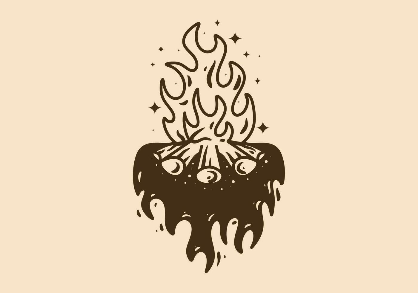Mono line art illustration of a bonfire vector