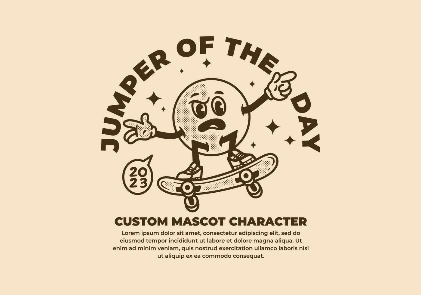Mascot character design of ball head playing skateboard vector