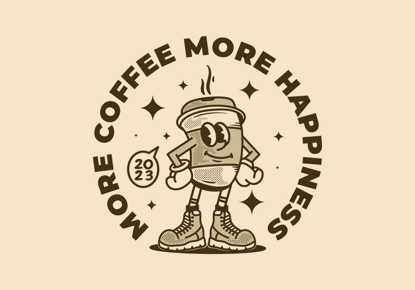 Mascot character illustration of a cup of coffee in a cocky style vector