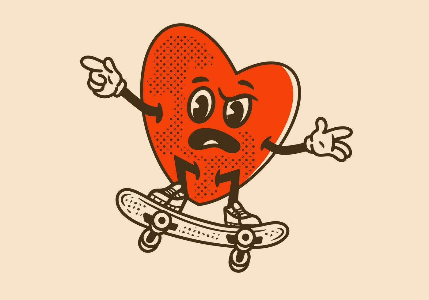 Mascot character of heart jumping of skateboard vector