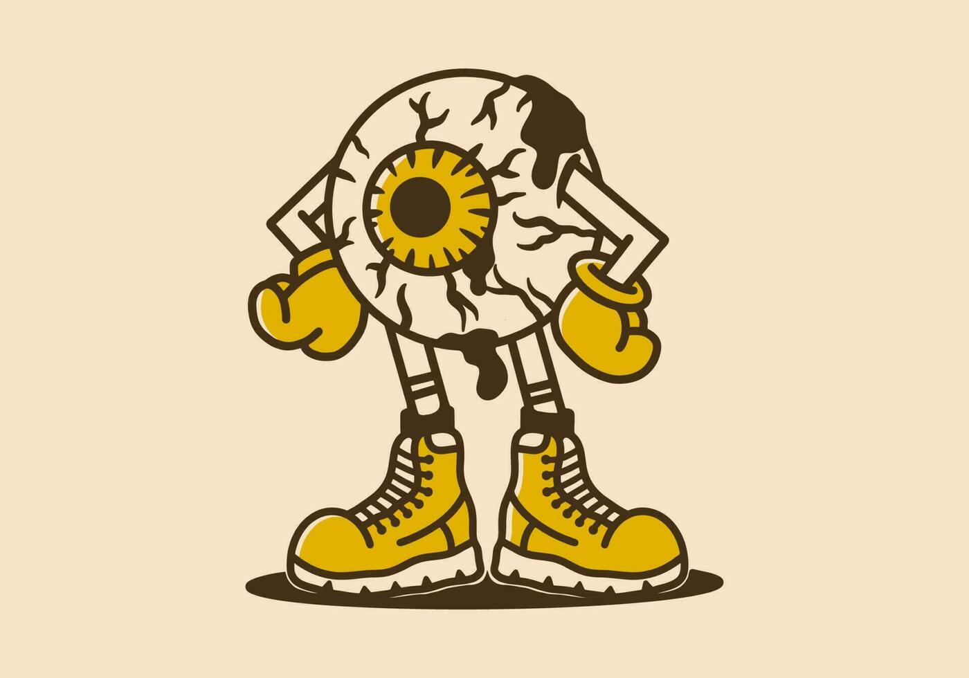 mascota personaje ilustración de un ojo pelota en un engreído estilo vector