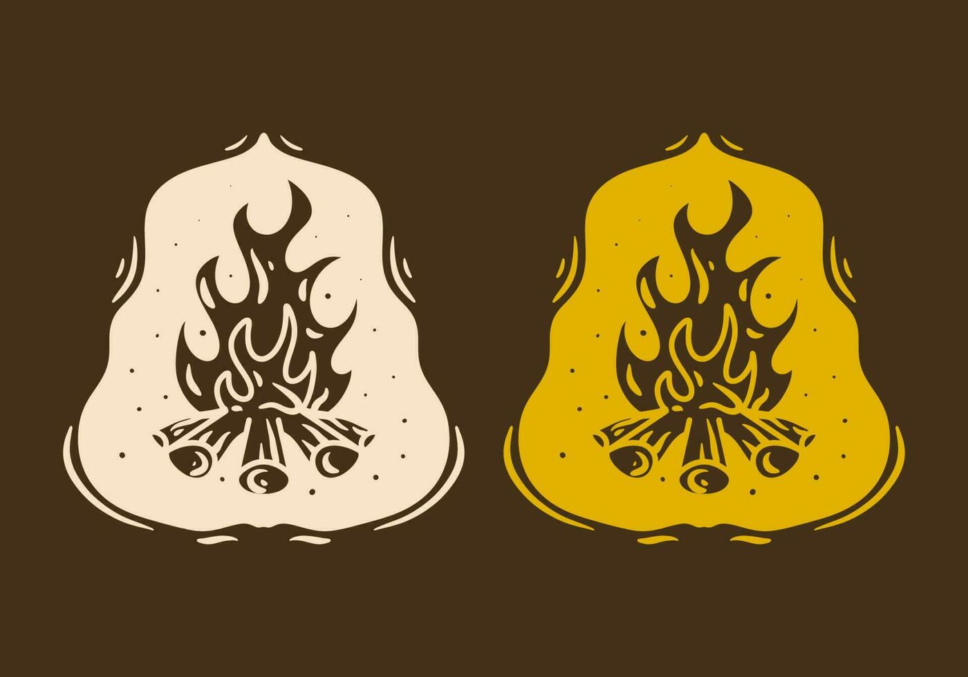 Mono line art illustration of a bonfire vector