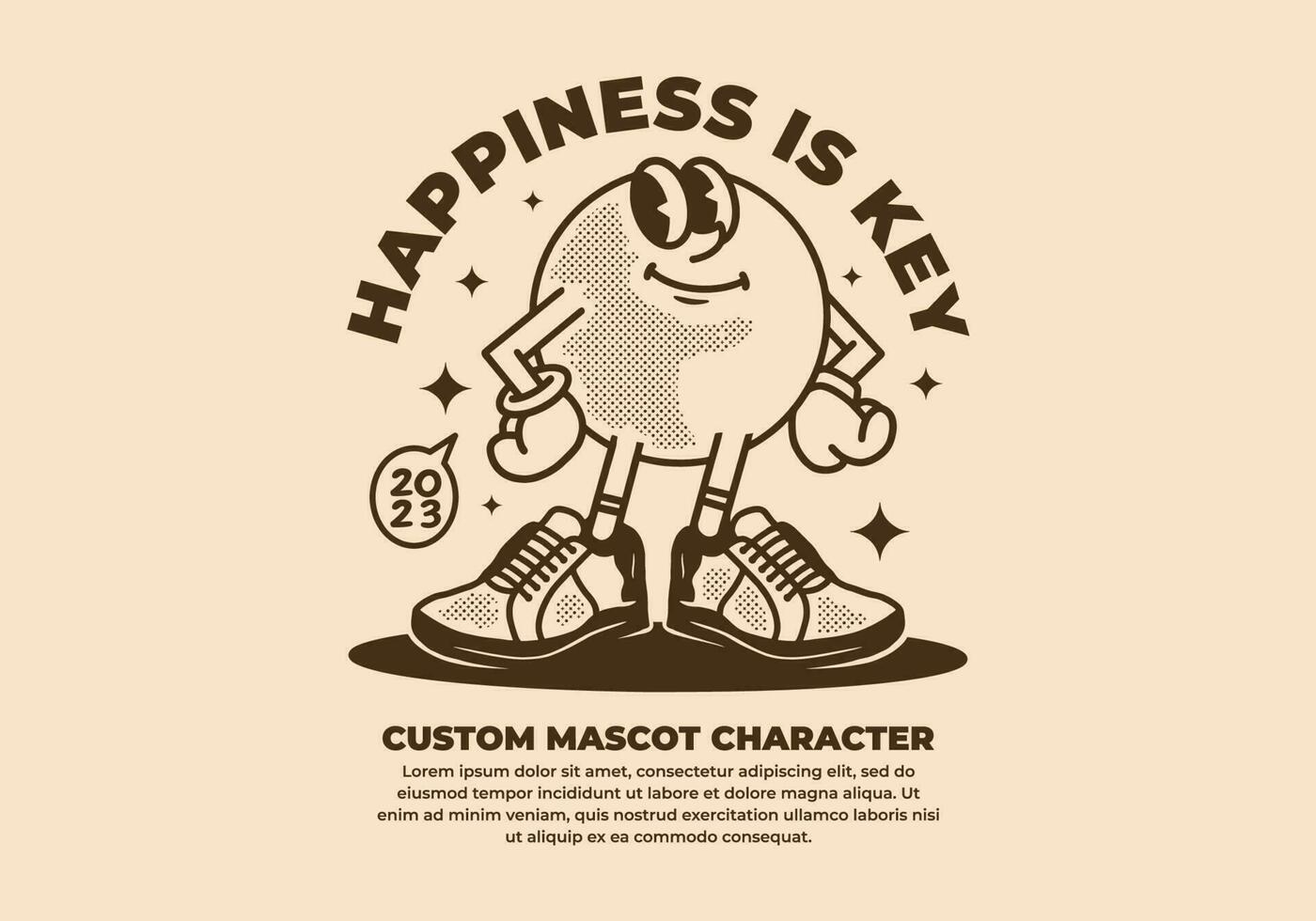 Vintage mascot character of ball head vector