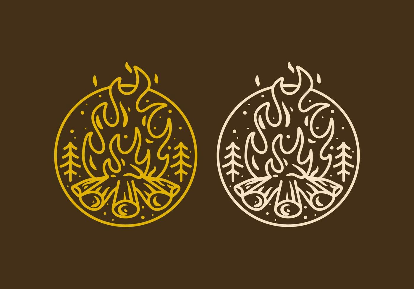 Mono line art illustration of a bonfire vector
