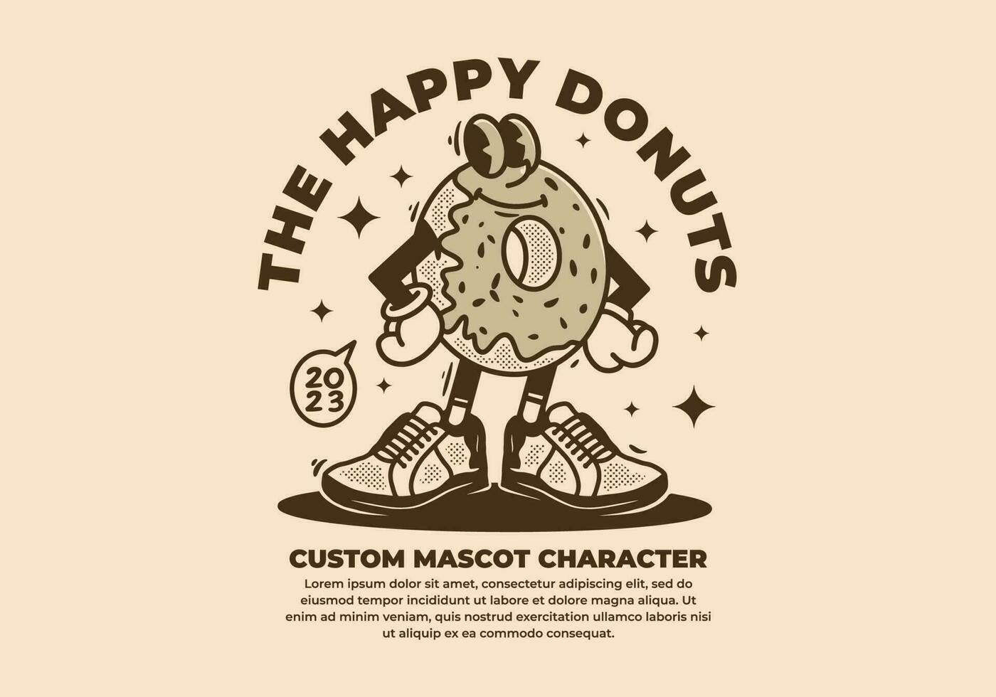 Vintage mascot character of donuts vector