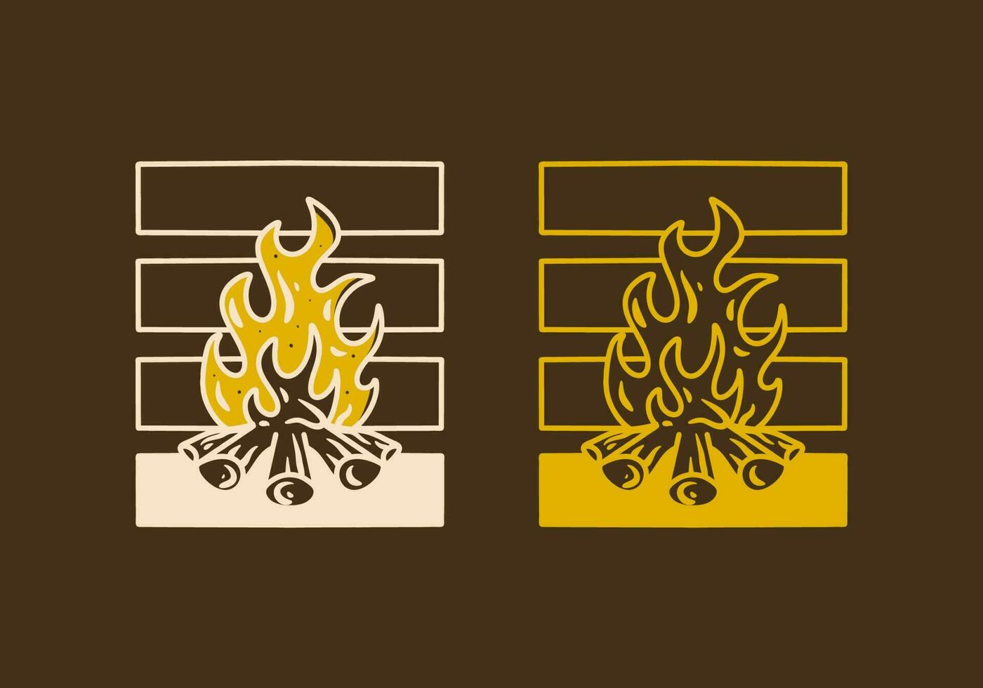 Mono line art illustration of a bonfire vector