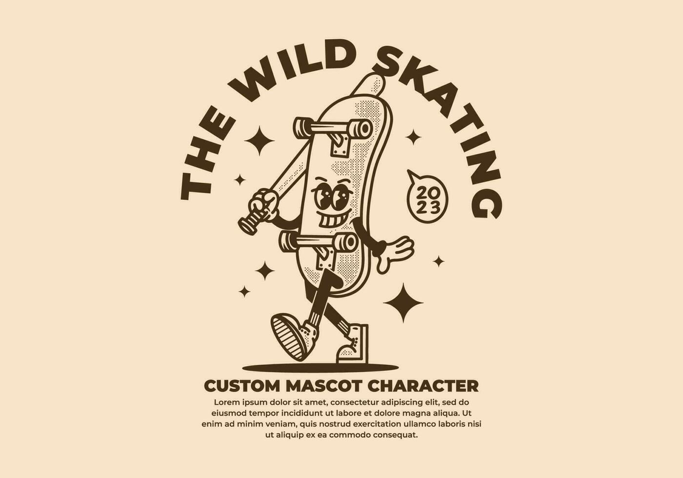 Mascot character design of a skate board vector