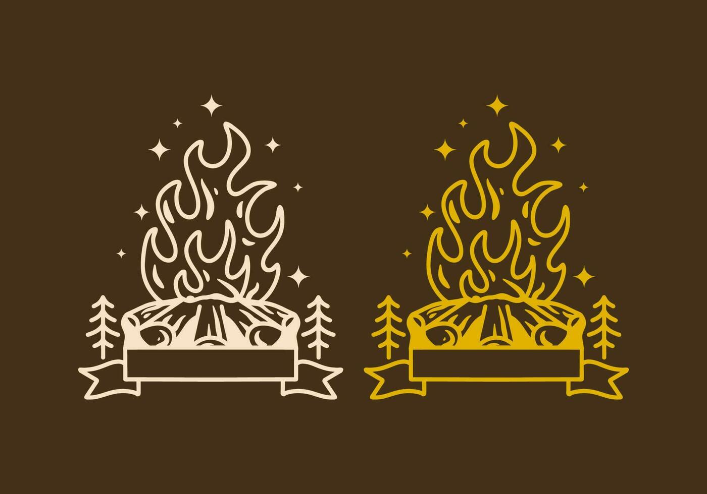 Mono line art illustration of a bonfire vector