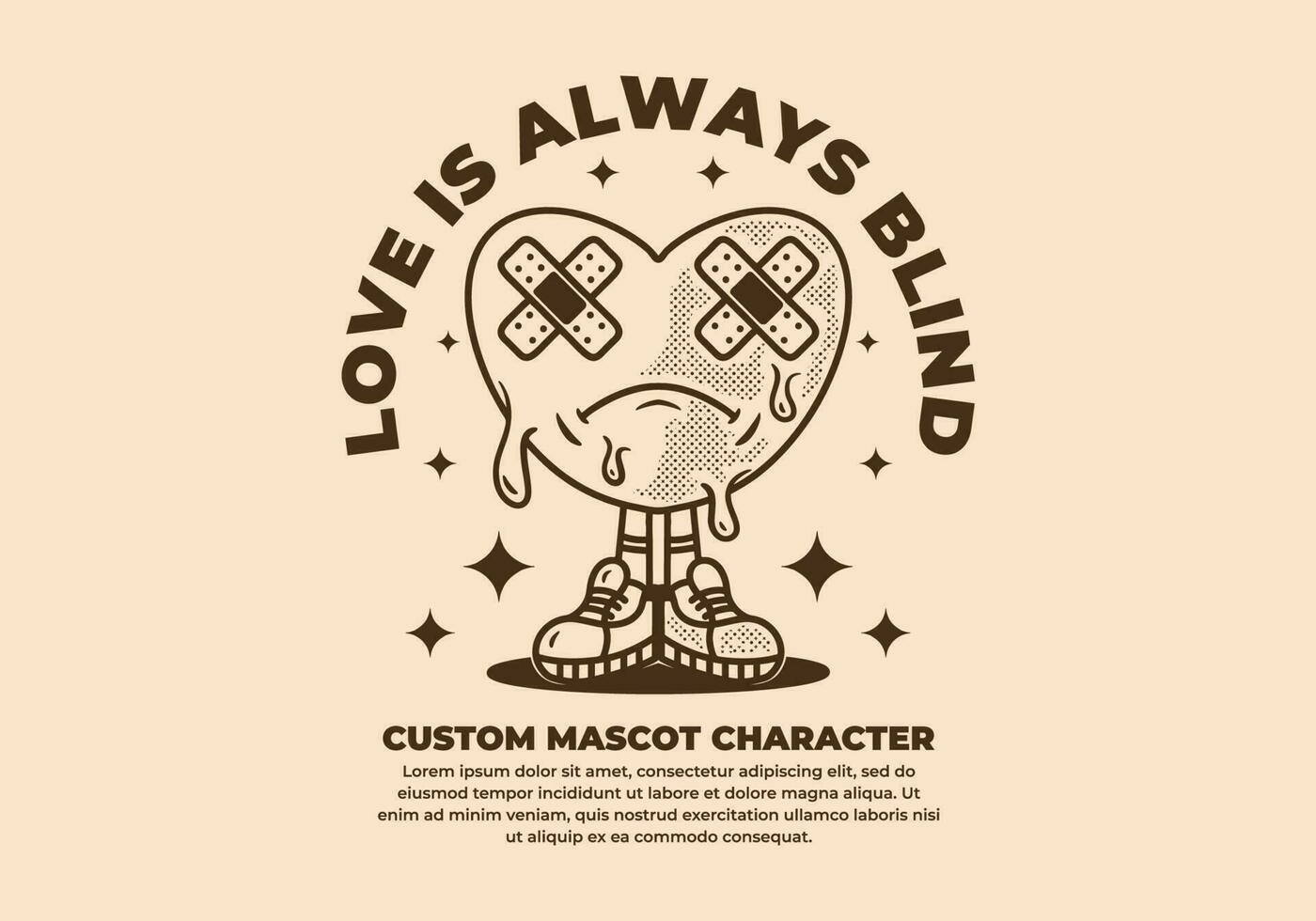 Mascot character of heart with sad expression vector