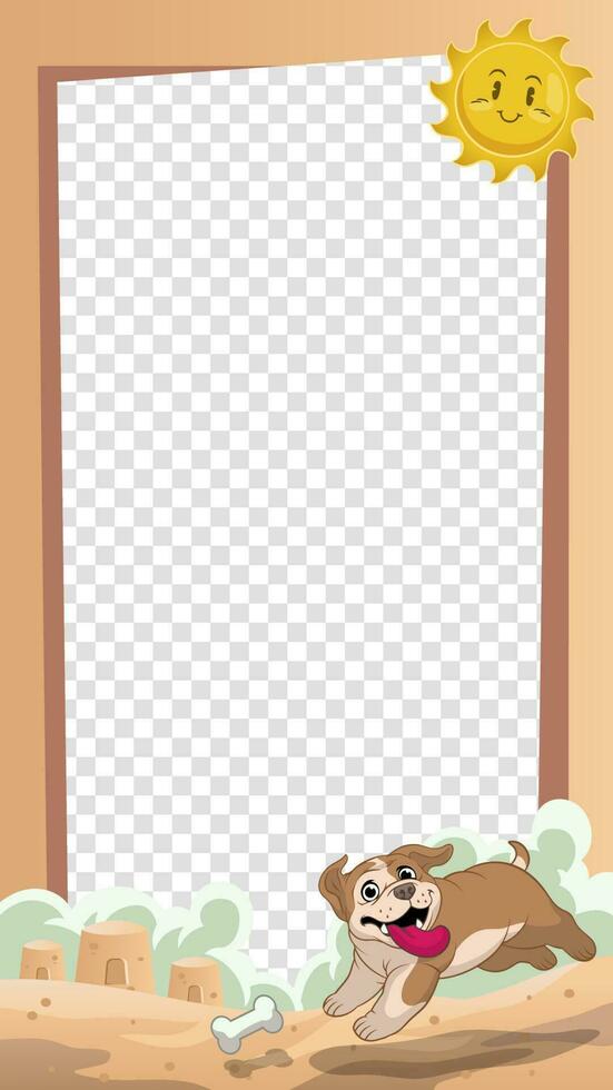 Frame Design of Cartoon Funny Bulldog in Portrait mode vector