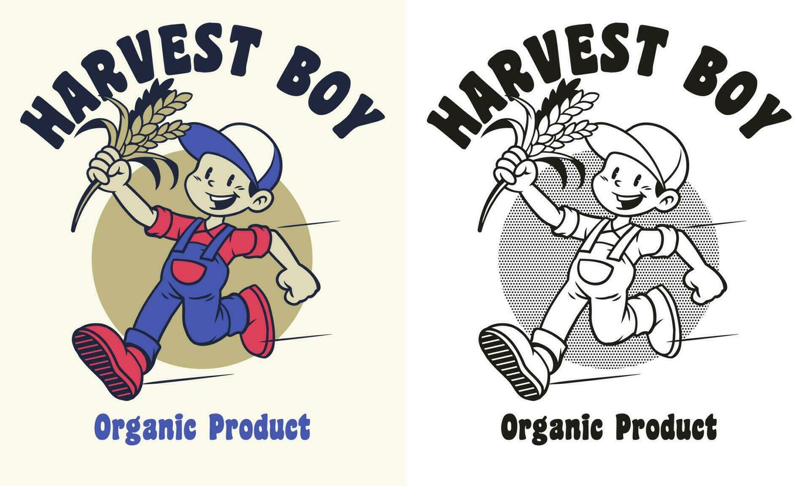 Retro Cartoon Character of Farming Harvest Boy vector