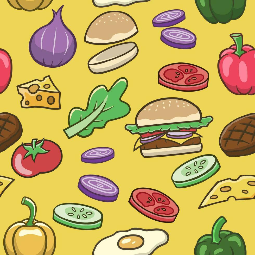 Vintage Pattern Seamless of Fast Food Object vector