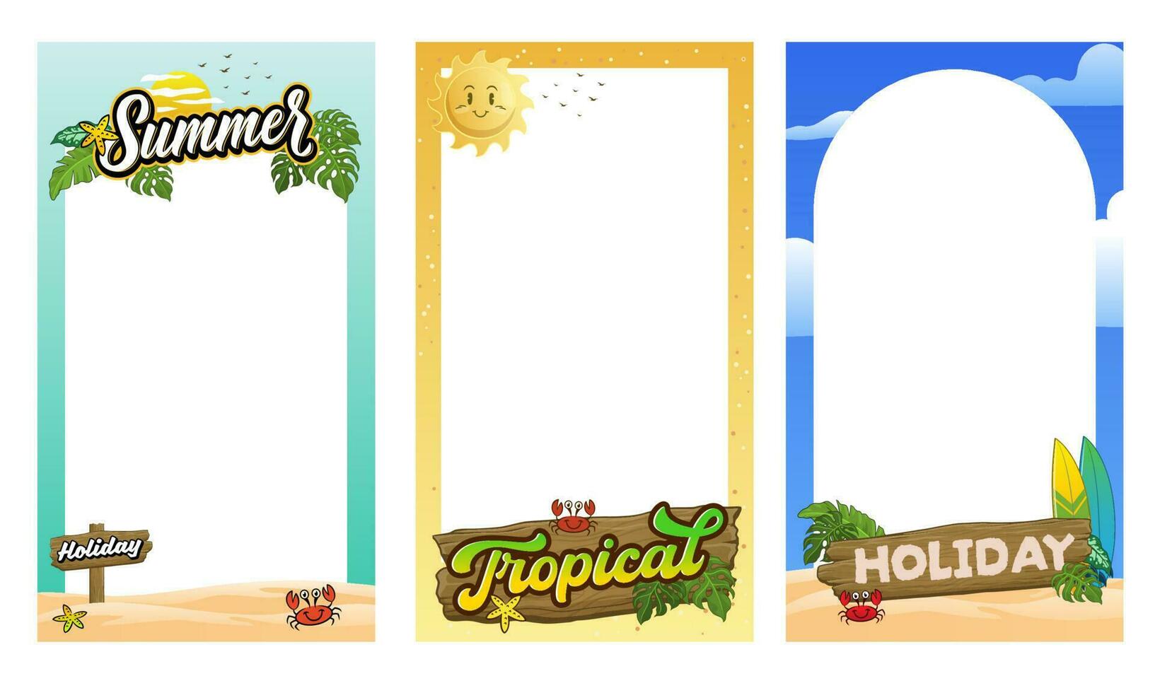 Set of Portrait Frame of Summer Beach Holiday vector