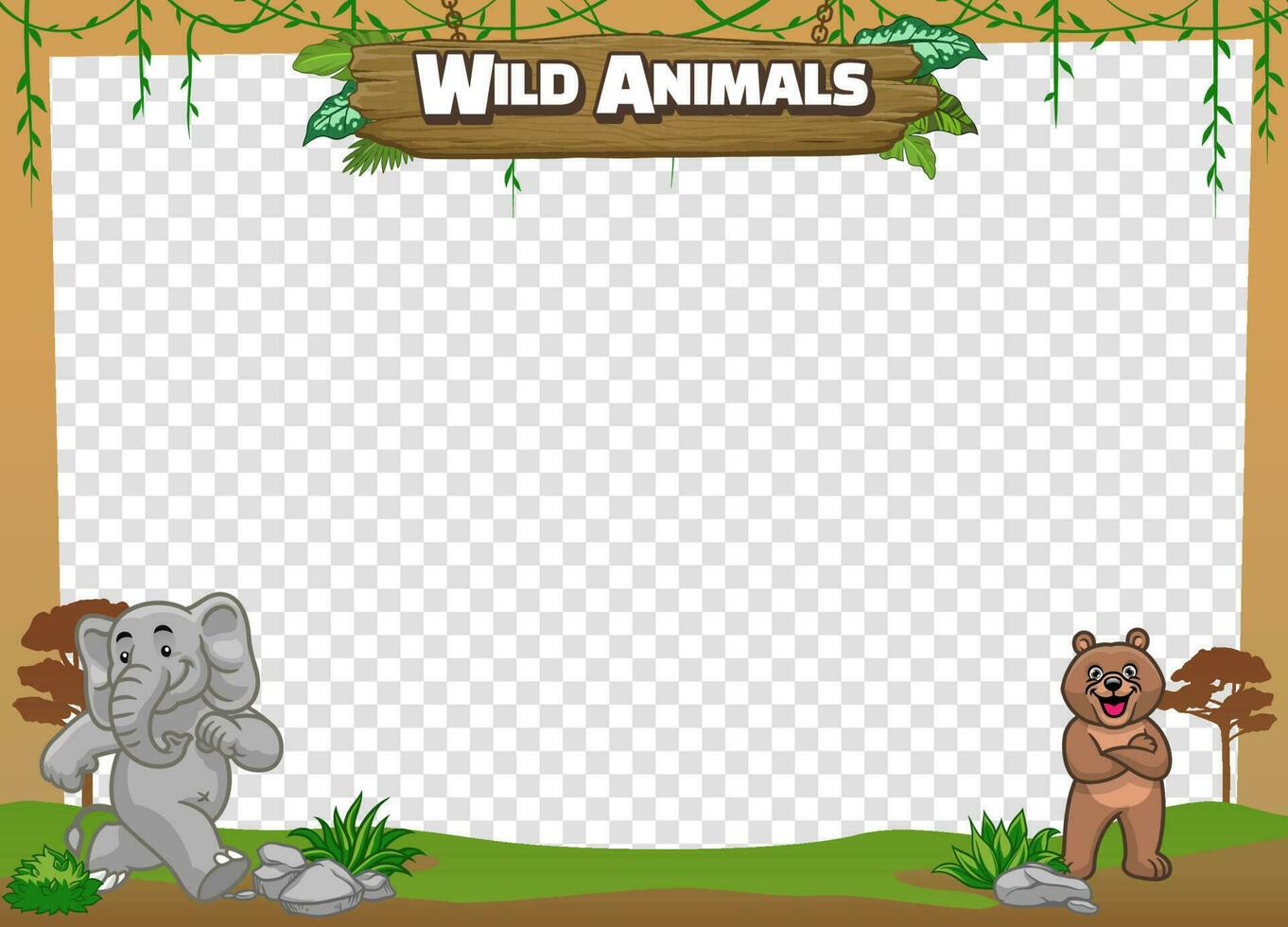 Frame Design of wild animal natural zoo vector