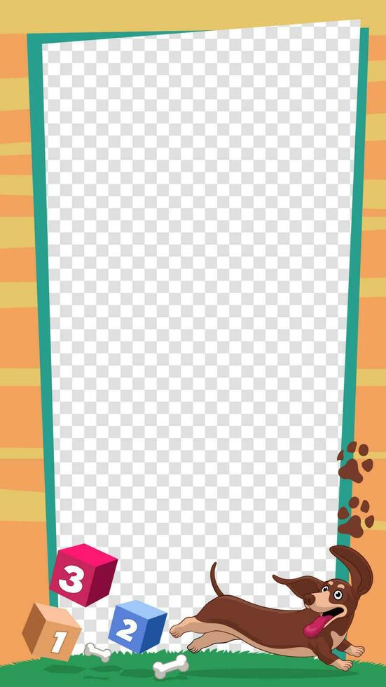 Frame Design of Cartoon Dog Pet in Portrait Format vector