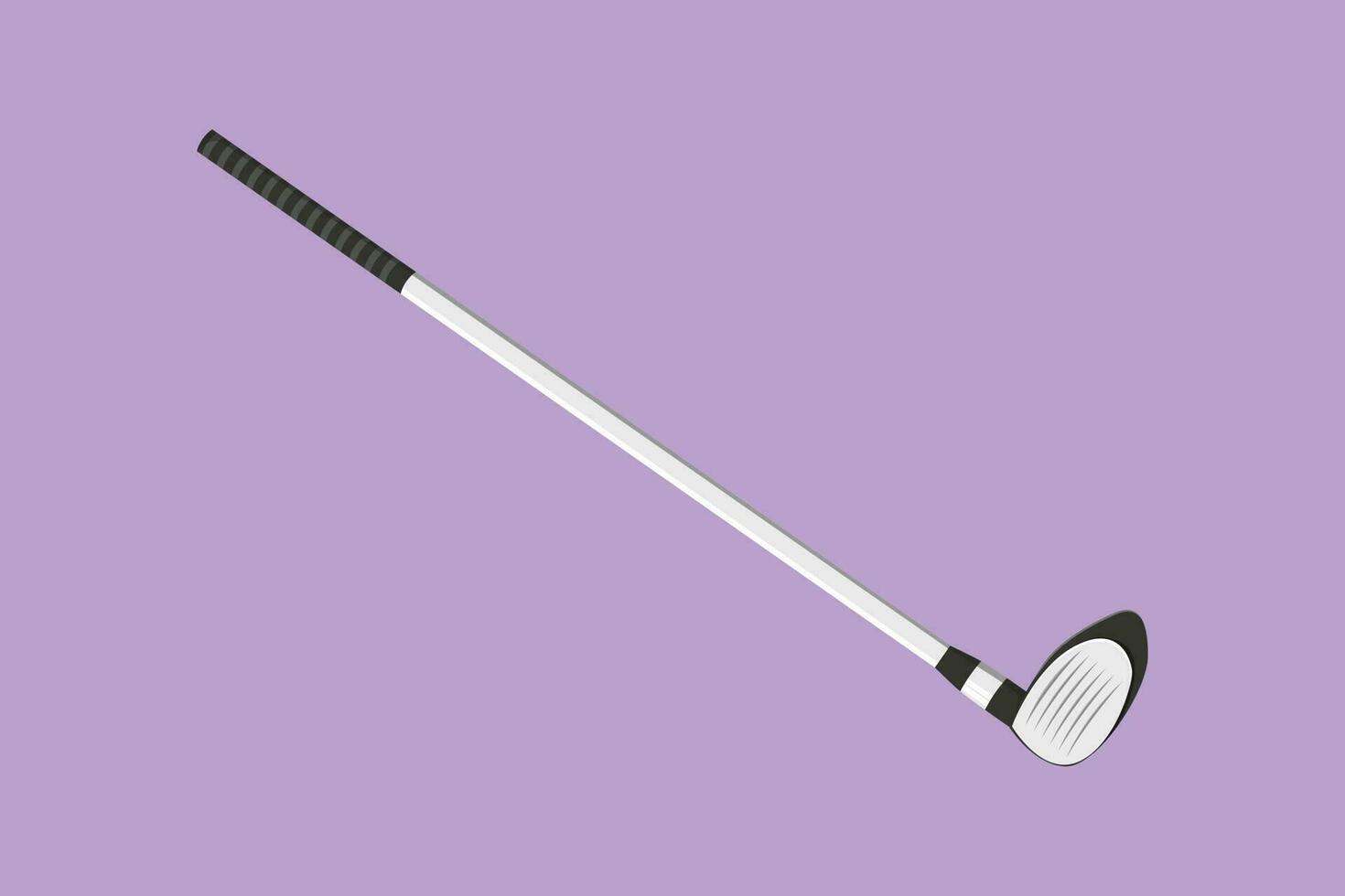 Character flat drawing golf stick or golf club logotype, template. Golfer equipment logo icon in trendy flat style isolated. Symbol for your web site, logo, app, UI. Cartoon design vector illustration