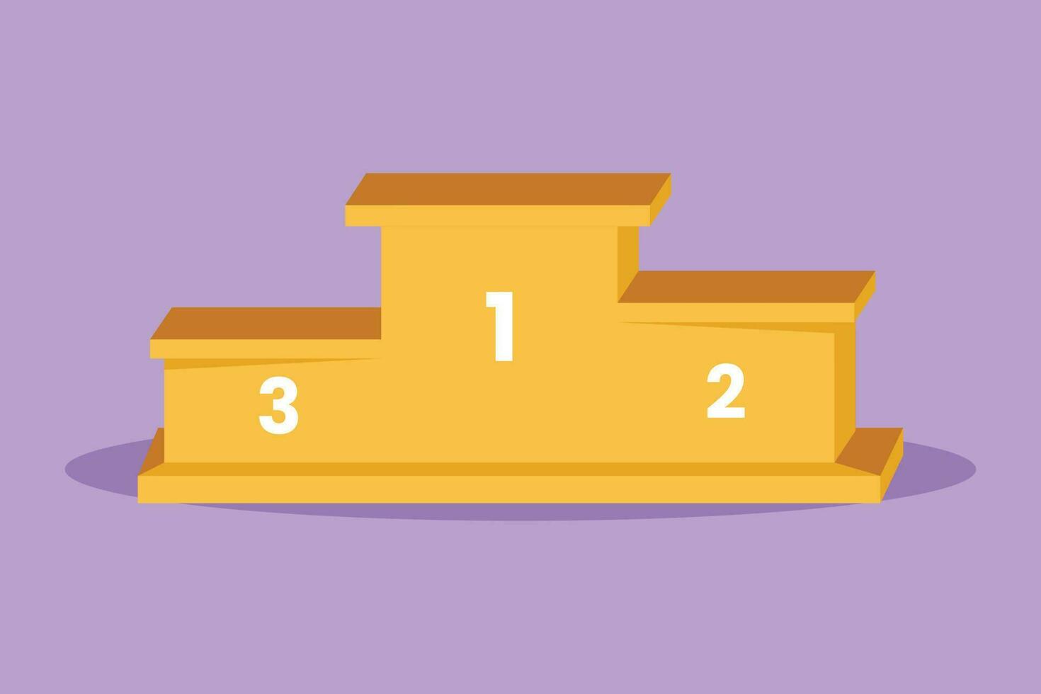 Character flat drawing of podium winner with number logo, icon, symbol. Pedestal or platform for champions. Stage for awards ceremony event, competition, tournament. Cartoon design vector illustration