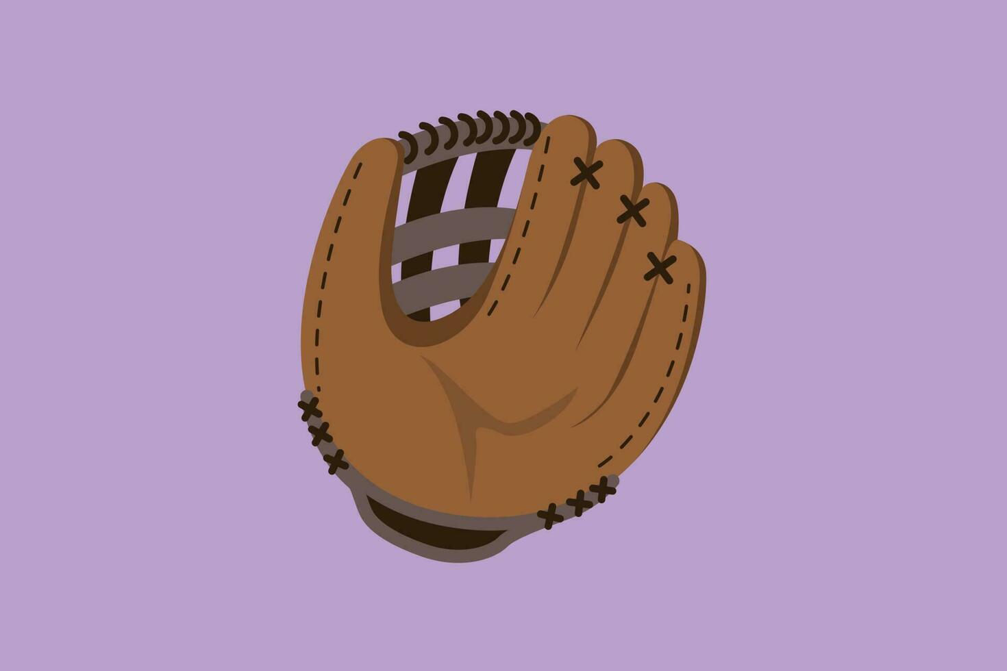 Cartoon flat style drawing baseball leather glove for championship promotion. Baseball tournament. Team sport league banner, logotype, label, icon, sticker, symbol. Graphic design vector illustration