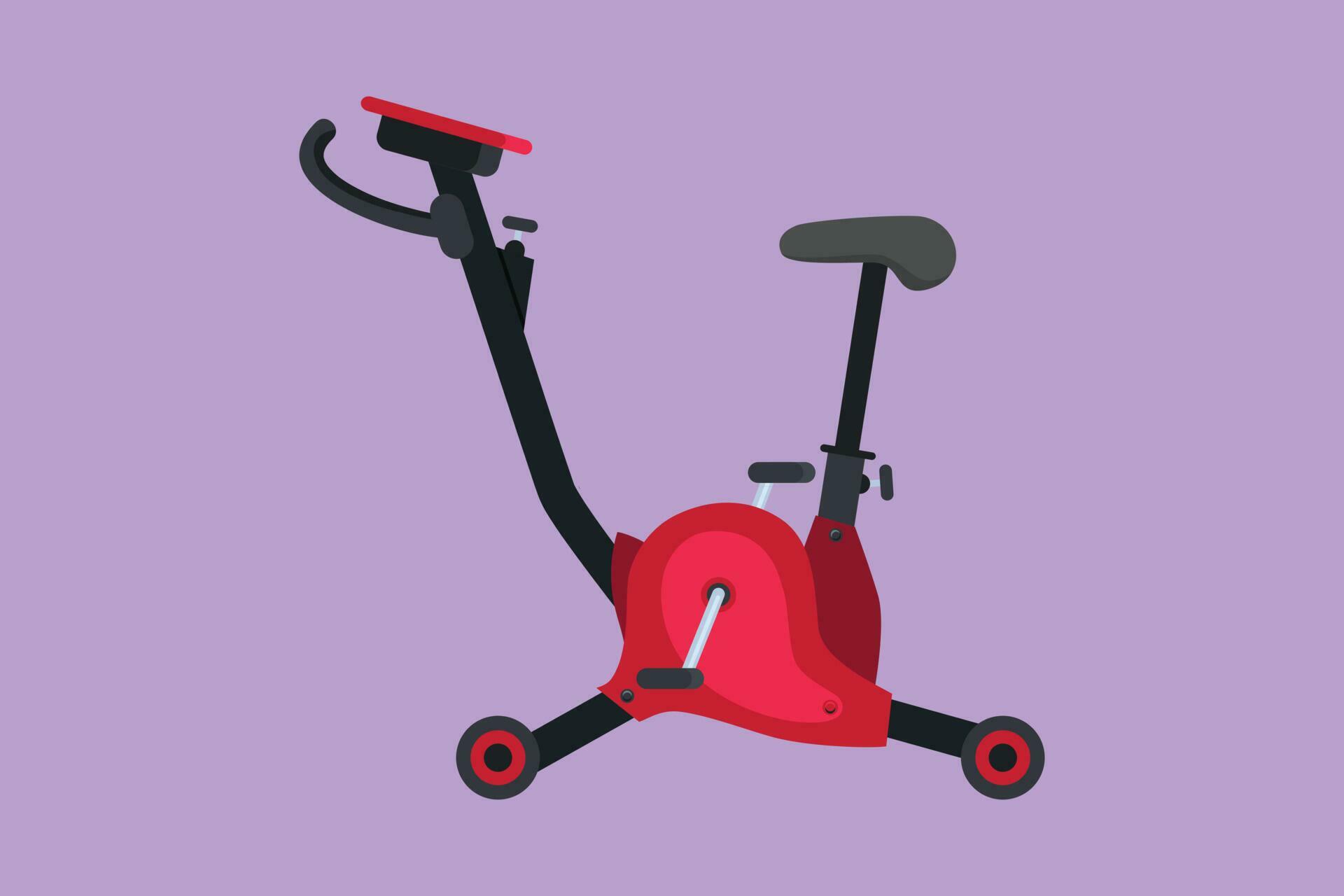 Graphic flat design drawing static bike fitness sport icon, logotype