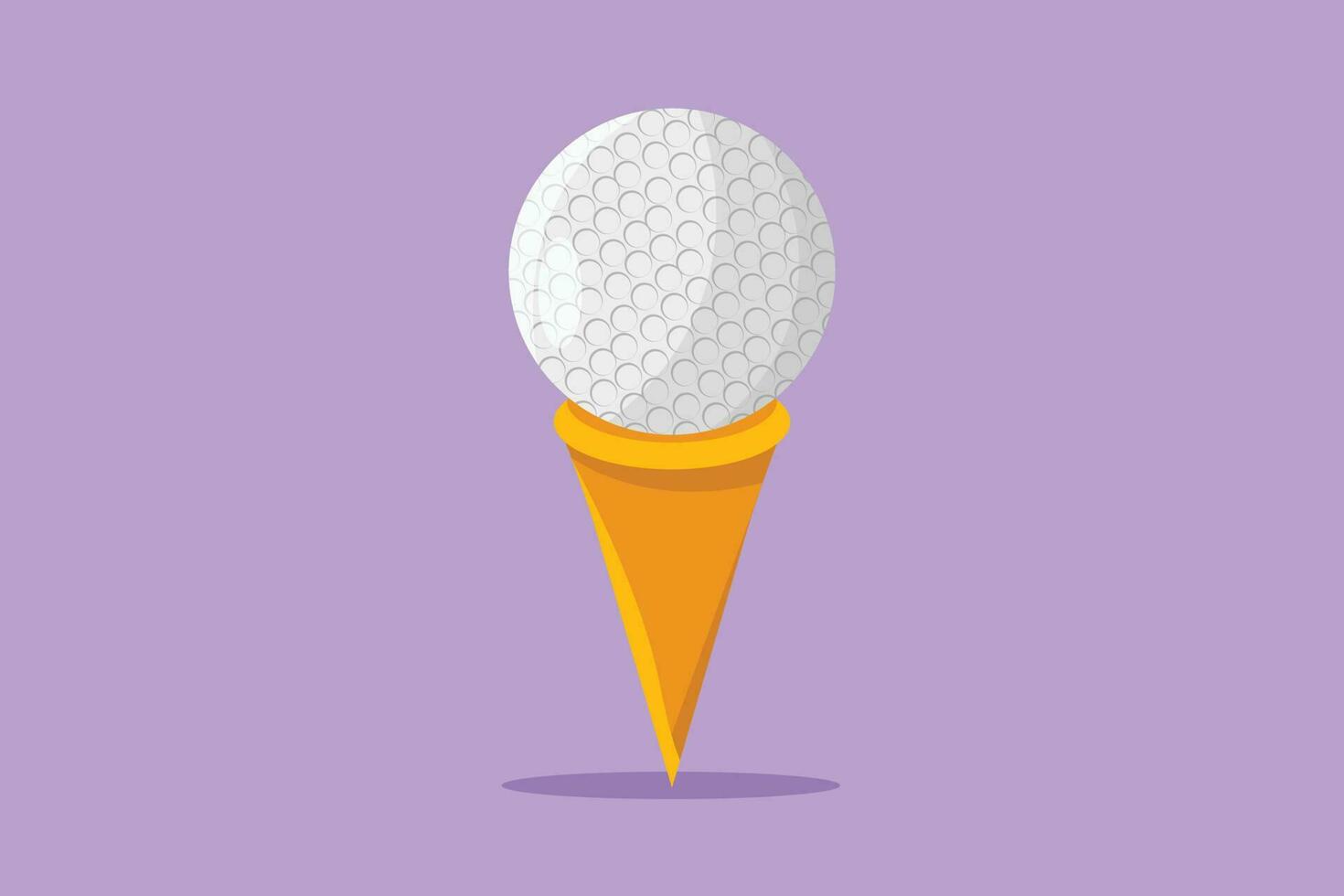 Cartoon flat style drawing golf ball on tee. Golf equipment icon in trendy flat style isolated. Symbol for your web site, logo, app, UI. Sport and physical activity. Graphic design vector illustration