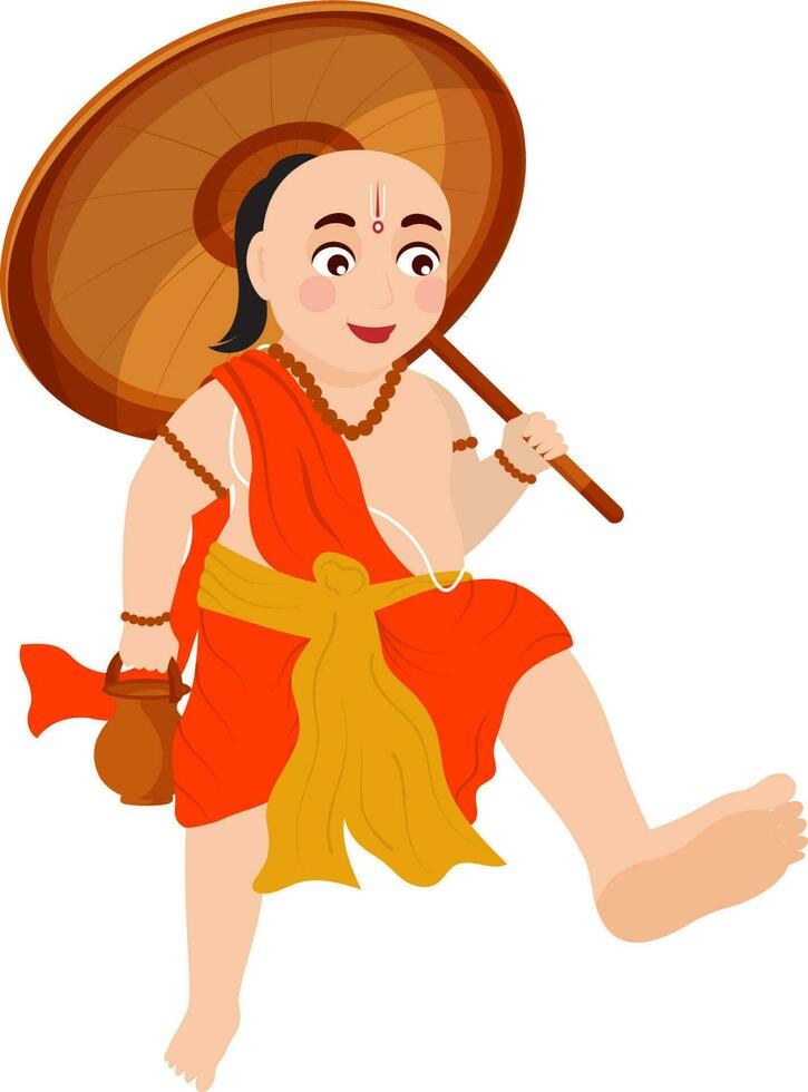 Flat Style Vaman Dev Cartoon Character On White Background. vector