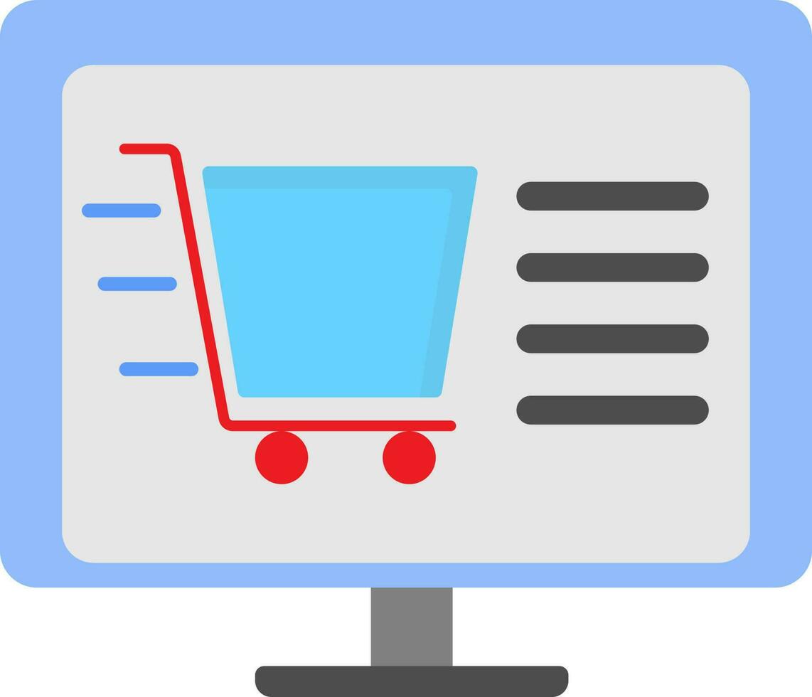 Shopping Cart Symbol In Desktop Screen For Online Shoping Colorful Icon. vector