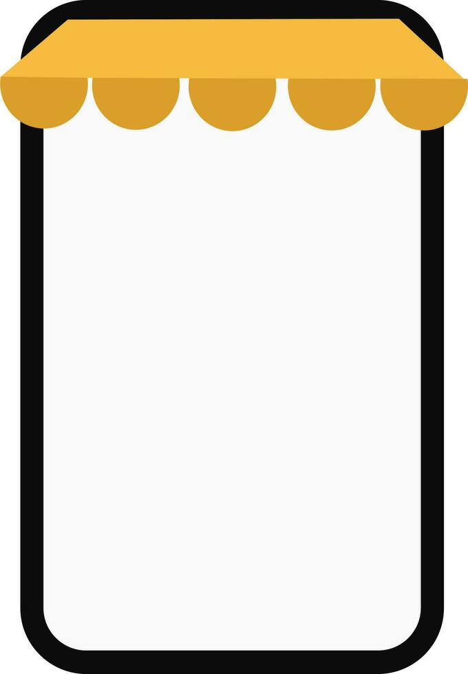 Black And Yellow Retail Shop In Smartphone For Online Shopping Icon. vector