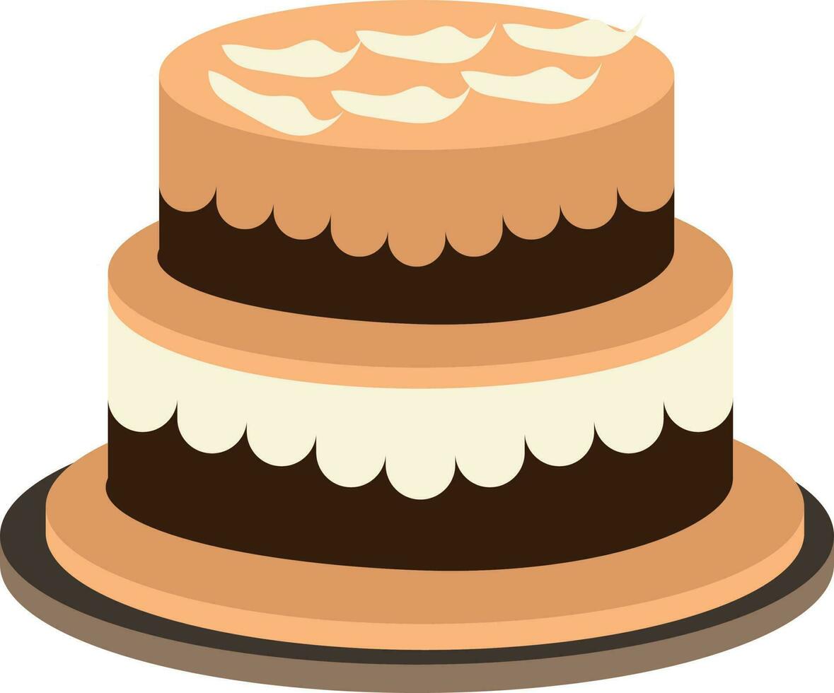 Two Layer Cake Icon In White And Brown Color. vector